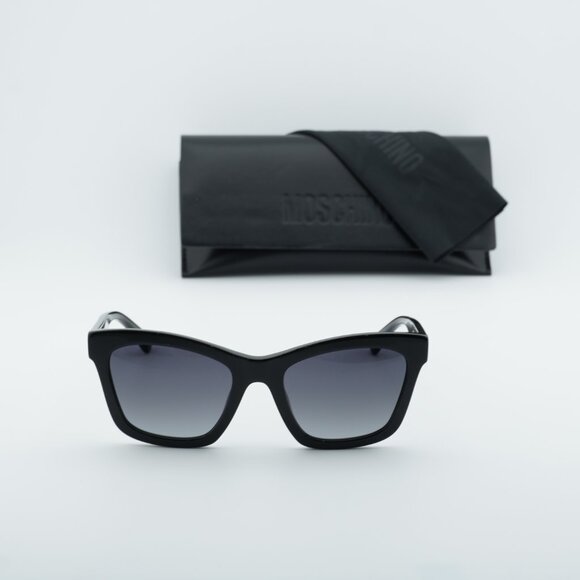 Moschino MOS156/S 0807 9O Sunglasses Black Cat Eye Frame, Grey Lenses